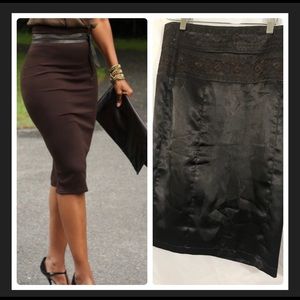 Lucy Paris silk brown midi super cute pencil skirt
